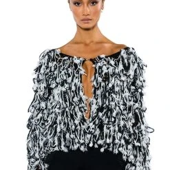 KEEP IT 100 CROPPED SWEATER -helmut shop keep it 100 cropped sweater black white 5 5