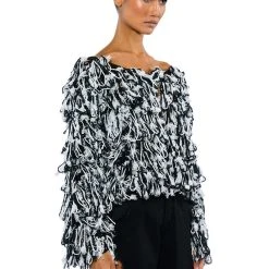 KEEP IT 100 CROPPED SWEATER -helmut shop keep it 100 cropped sweater black white 6 6