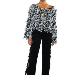 KEEP IT 100 CROPPED SWEATER -helmut shop keep it 100 cropped sweater black white 7 7