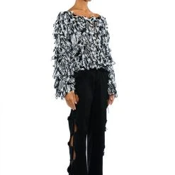 KEEP IT 100 CROPPED SWEATER -helmut shop keep it 100 cropped sweater black white 8 8