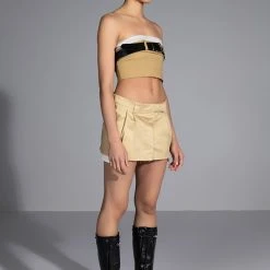 KISSES BELTED CROP TOP -helmut shop kisses belted crop top beige 3 3