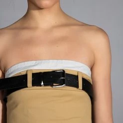 KISSES BELTED CROP TOP -helmut shop kisses belted crop top beige 6 6