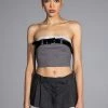 KISSES BELTED CROP TOP -helmut shop kisses belted crop top charcoal grey 2 2