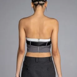 KISSES BELTED CROP TOP -helmut shop kisses belted crop top charcoal grey 7 7