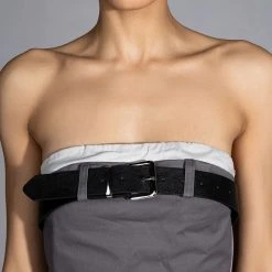 KISSES BELTED CROP TOP -helmut shop kisses belted crop top charcoal grey 8 8