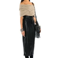 KNOT YOUR AVERAGE GAL STRAPLESS KNIT TOP -helmut shop knot your average gal strapless knit top taupe 4 4