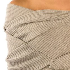 KNOT YOUR AVERAGE GAL STRAPLESS KNIT TOP -helmut shop knot your average gal strapless knit top taupe 7 7