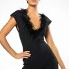 KYANITE FEATHERED ROMPER -helmut shop kyanite feathered romper black 1 1