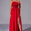 LA FLOR 3D ROSE MAXI DRESS WITH SLIT