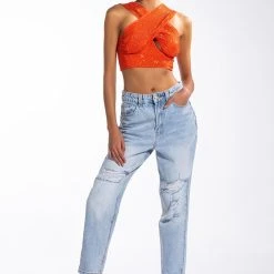 LADY LUCK EMBELLISHED CORSET BLOUSE -helmut shop lady luck embellished corset blouse orange 2 2