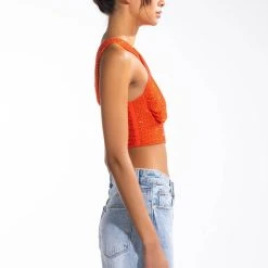 LADY LUCK EMBELLISHED CORSET BLOUSE -helmut shop lady luck embellished corset blouse orange 4 4