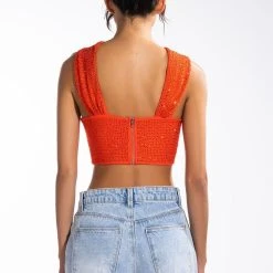LADY LUCK EMBELLISHED CORSET BLOUSE -helmut shop lady luck embellished corset blouse orange 5 5