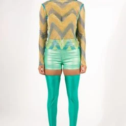 LASTING IMPRESSION LONG SLEEVE MOCK NECK RHINESTONE MESH TOP -helmut shop lasting impression long sleeve mock neck rhinestone mesh top blue multi 8 8