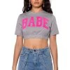 LE BAYBAY PATCH CROPPED T SHIRT 1 LE BAYBAY PATCH CROPPED T SHIRT -helmut shop le baybay patch cropped t shirt grey multi 1 1