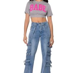 LE BAYBAY PATCH CROPPED T SHIRT -helmut shop le baybay patch cropped t shirt grey multi 3 3