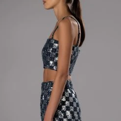 LEAH BANDEAU CROP TOP -helmut shop leah bandeau crop top blue multi 6 6