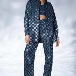 LEAH OVERSIZED BUTTON DOWN BLOUSE -helmut shop leah oversized button down blouse blue multi 2 2 c1