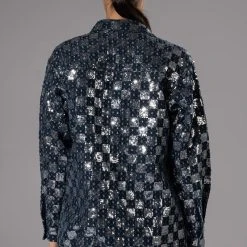 LEAH OVERSIZED BUTTON DOWN BLOUSE -helmut shop leah oversized button down blouse blue multi 6 6