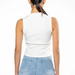 LEAVIN ON A JET PLANE SLEEVELESS RHINESTONE TANK -helmut shop leavin on a jet plane sleeveless rhinestone tank white 5 5