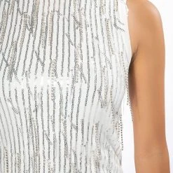 LEAVIN ON A JET PLANE SLEEVELESS RHINESTONE TANK -helmut shop leavin on a jet plane sleeveless rhinestone tank white 6 6