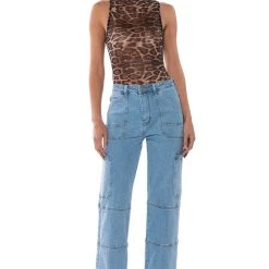 LEO SLEEVELESS MESH BODYSUIT -helmut shop leo sleeveless mesh bodysuit brown cheetah 3 3