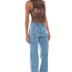 LEO SLEEVELESS MESH BODYSUIT -helmut shop leo sleeveless mesh bodysuit brown cheetah 5 5