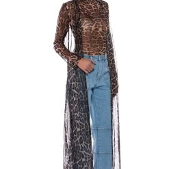 LEO SLEEVELESS MESH BODYSUIT -helmut shop leo sleeveless mesh bodysuit brown cheetah 6 6