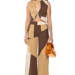 LEXI ADJUSTABLE ZIP SLEEVELESS TOP -helmut shop lexi adjustable zip sleeveless top brown multi 4 4