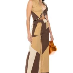 LEXI ADJUSTABLE ZIP SLEEVELESS TOP -helmut shop lexi adjustable zip sleeveless top brown multi 5 5