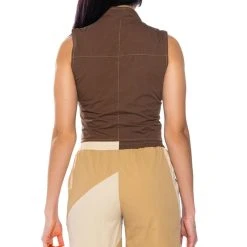 LEXI ADJUSTABLE ZIP SLEEVELESS TOP -helmut shop lexi adjustable zip sleeveless top brown multi 7 7