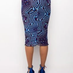 LINK UP MESH MIDI SKIRT -helmut shop link up mesh midi skirt blue multi 5 5