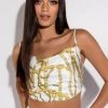 LINK UP SLEEVELESS CROPPED SATIN COWL NECK TANK -helmut shop link up sleeveless cropped satin cowl neck tank white multi 1 1