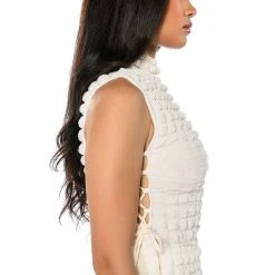 LITTLE MISS ATTITUDE TEXTURED BODYSUIT -helmut shop little miss attitude textured bodysuit ivory 7 7