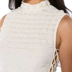 LITTLE MISS ATTITUDE TEXTURED BODYSUIT -helmut shop little miss attitude textured bodysuit ivory 9 9