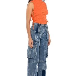 LITTLE MISS ATTITUDE TEXTURED BODYSUIT -helmut shop little miss attitude textured bodysuit orange 4 4