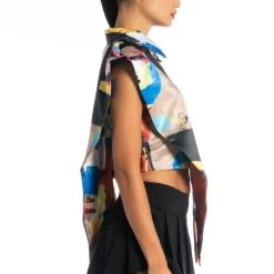 LIVIN IT UP BUTTON DOWN BLOUSE -helmut shop livin it up button down blouse yellow multi 6 6