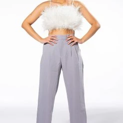 LOGAN WIDE LEG TROUSER IN GREY -helmut shop logan wide leg trouser in grey grey 2 2