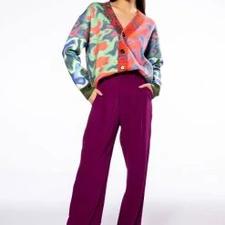 LOGAN WIDE LEG TROUSER -helmut shop logan wide leg trouser dark purple 2 2