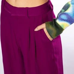 LOGAN WIDE LEG TROUSER -helmut shop logan wide leg trouser dark purple 7 7