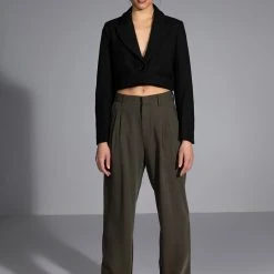 LOGAN WIDE LEG TROUSER IN OLIVE -helmut shop logan wide leg trouser olive 2 2