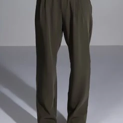 LOGAN WIDE LEG TROUSER IN OLIVE -helmut shop logan wide leg trouser olive 3 3