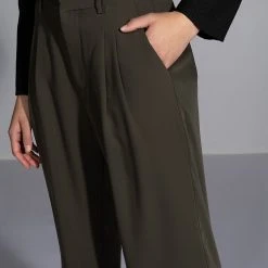 LOGAN WIDE LEG TROUSER IN OLIVE -helmut shop logan wide leg trouser olive 6 6