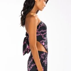 LOVE LOCK TIE BACK BLOUSE -helmut shop love lock tie back blouse black multi 5 5