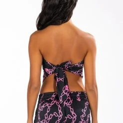 LOVE LOCK TIE BACK BLOUSE -helmut shop love lock tie back blouse black multi 6 6