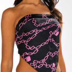 LOVE LOCK TIE BACK BLOUSE -helmut shop love lock tie back blouse black multi 7 7