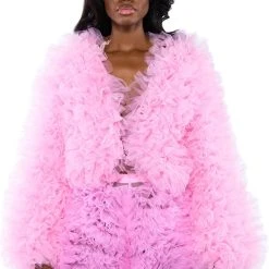 LOVE YOU LOU LOU TULLE JACKET IN PINK -helmut shop love you lou lou tulle jacket in pink pink 5 5