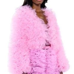 LOVE YOU LOU LOU TULLE JACKET IN PINK -helmut shop love you lou lou tulle jacket in pink pink 6 6