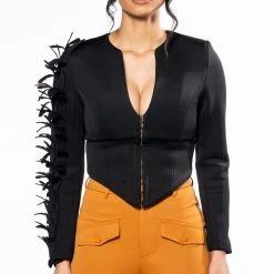 LOVELESS SCUBA CORSET BLOUSE -helmut shop loveless scuba corset blouse black 3 3