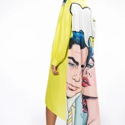 LOVERS LONG BUTTON DOWN BLOUSE -helmut shop lovers long button down blouse yellow multi 3 3