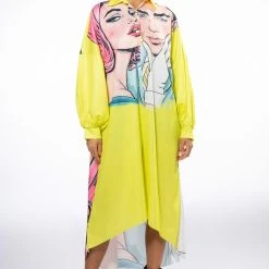 LOVERS LONG BUTTON DOWN BLOUSE -helmut shop lovers long button down blouse yellow multi 4 4